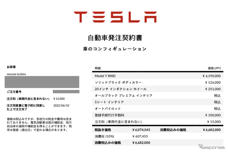 自動的に「自動車発注契約書」が作られ、Webからダウンロードできる。(スクリーンショット)
