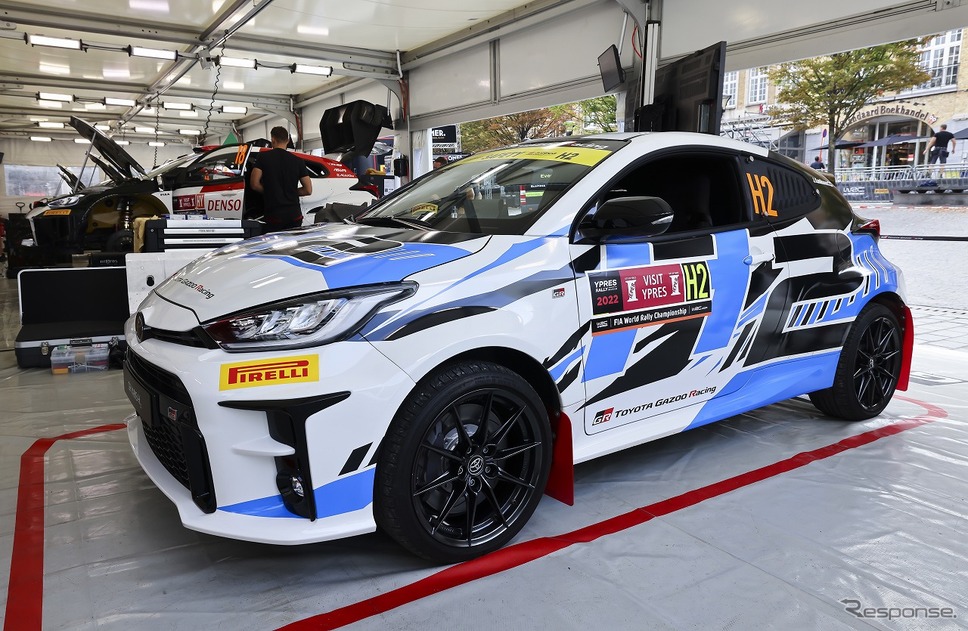 世界ラリー選手権（WRC）第9戦（ベルギー）でデモ走行した水素エンジン車「GRヤリス」《写真提供 トヨタ自動車》