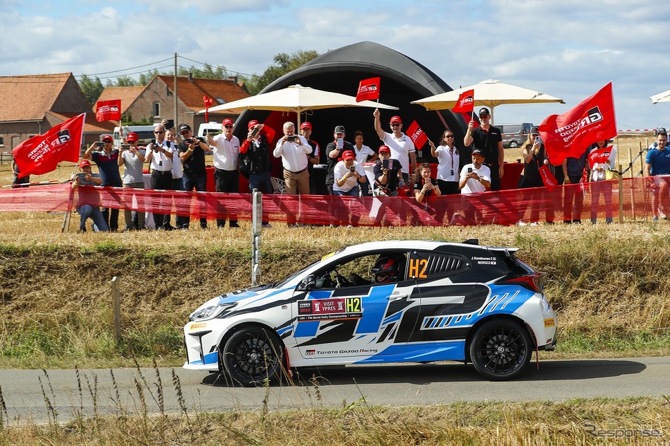 世界ラリー選手権（WRC）第9戦（ベルギー）でデモ走行した水素エンジン車「GRヤリス」《写真提供 トヨタ自動車》