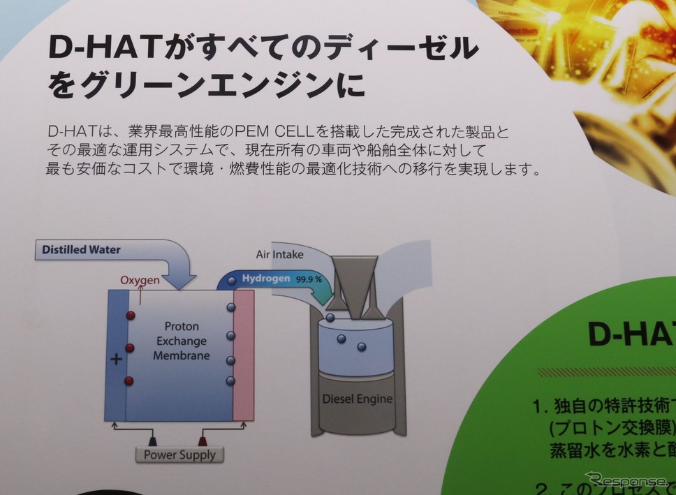 ディーゼルの燃焼に水素をまぜる技術（FC EXPO 2022）《写真撮影 中尾真二》