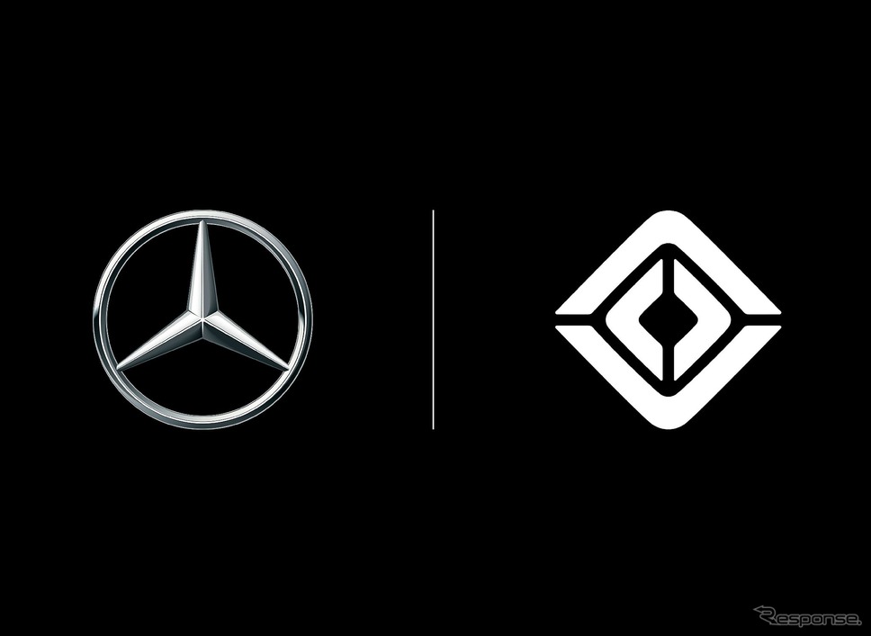メルセデスベンツとリビアンのロゴマーク《photo by Mercedes-Benz》