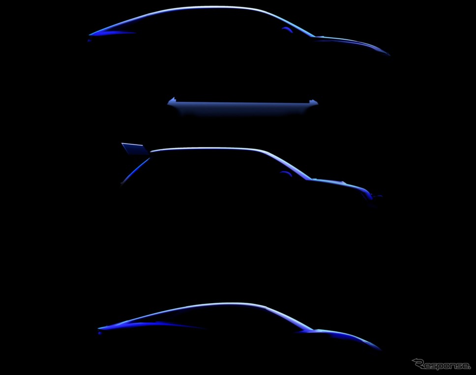 アルピーヌ初の市販EVとして開発中の3車種のティザーイメージ《photo by Renault》