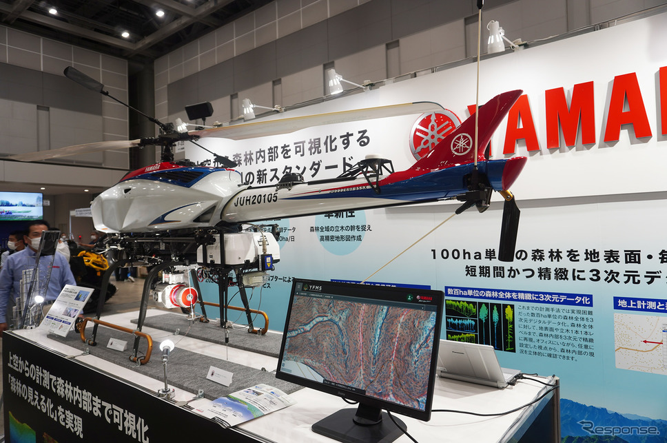 高解像度LiDARを搭載し森林計測をおこなう、ヤマハ発動機の無人ヘリコプター《写真撮影 宮崎壮人》