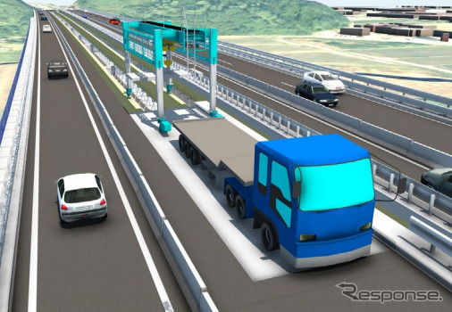 今回の床版架設機による半断面床版取替《画像提供 中日本高速道路》