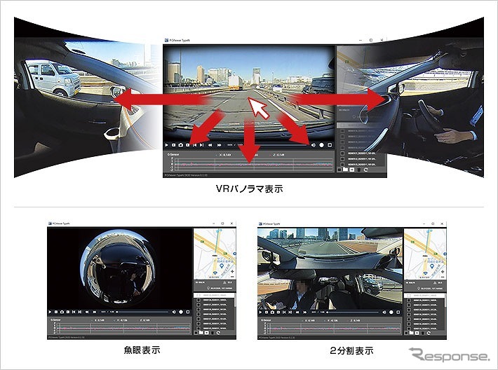 映像記録方式[魚眼]の場合《写真提供 ユピテル》