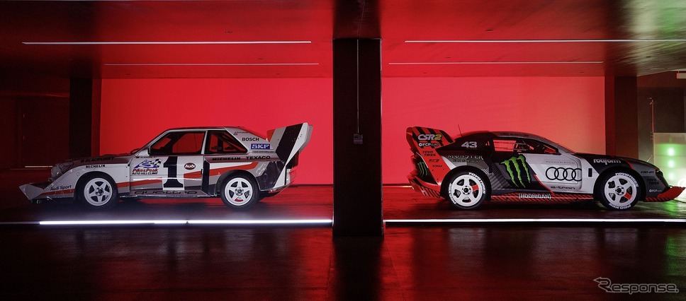 アウディ・スポーツ・クワトロ S1 パイクスピーク（1987年）と S1 e-tron クワトロ・フーニトロン《photo by Audi》