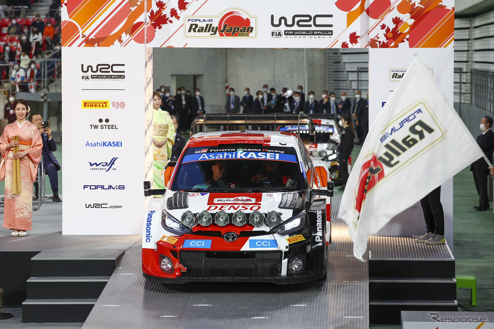 2022年WRC最終戦「ラリージャパン」が始まった（豊田スタジアムでのセレモニアルスタートの模様）。《Photo by TOYOTA》