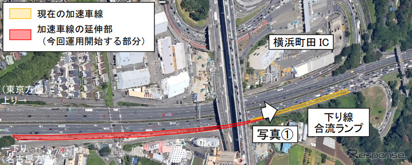 下り線加速車線の延伸部《写真提供：中日本高速道路》