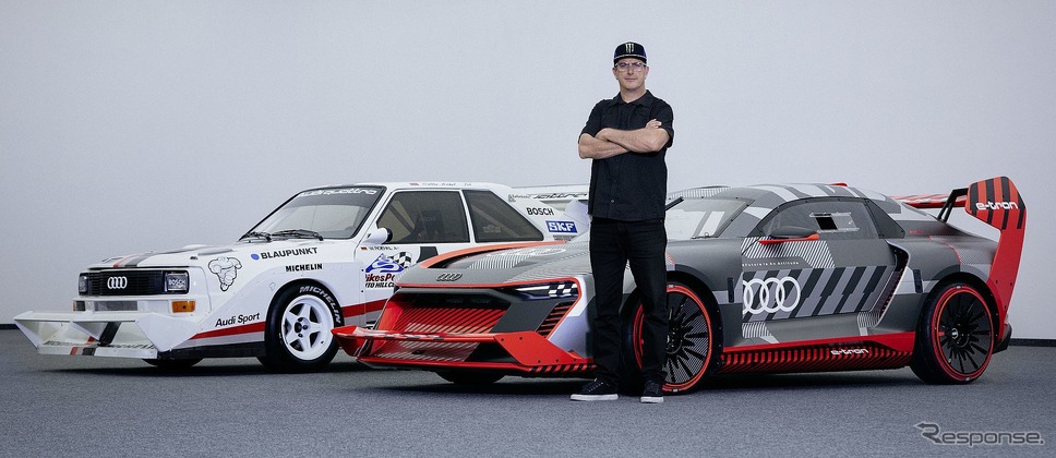 アウディ・スポーツ・クワトロS1 と S1 e-tron クワトロ・フーニトロン とケン・ブロック氏《photo by Audi》