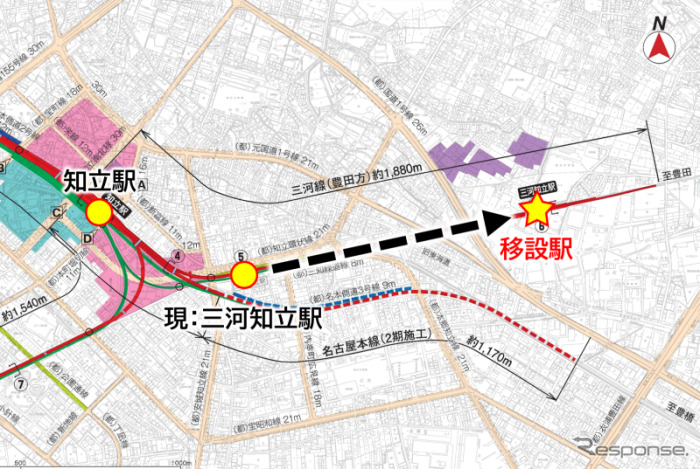 三河知立駅の移設概要。《資料提供 愛知県知立市》