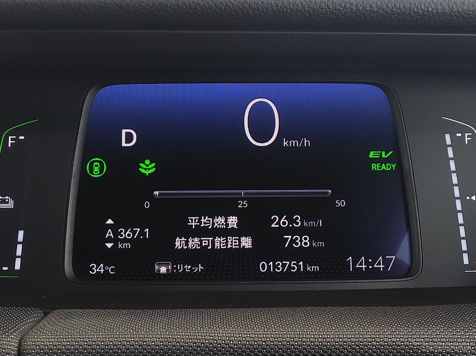 e:HEVクロスター4WDの燃費は悪くはないものの、ロングランでは『アコード』『インサイト』など、より重量の大きい上級モデルに負ける結果となった。《写真撮影 井元康一郎》