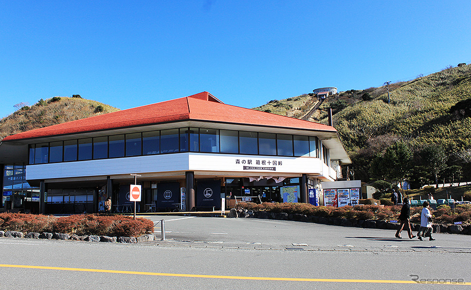 富士急行グループになった新生「森の駅 箱根十国峠」(Mt FUJI VIEW PARKING)富士急グループ「森の駅 箱根十国峠」《写真撮影 編集部》