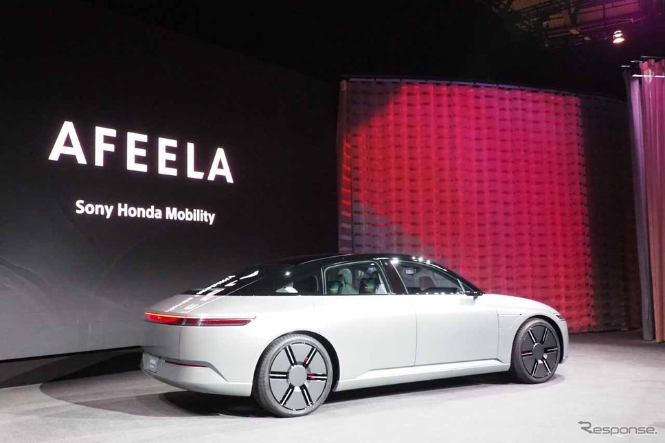 「AFEELA」のEVプロトタイプ。リアエンドのガーニッシュでもブランド名は表現されていた《写真撮影 会田肇》
