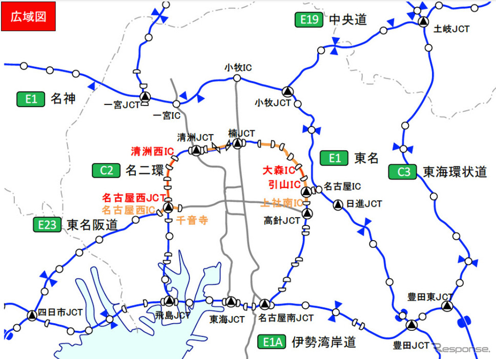 集中工事区間（広域図）《図版提供：中日本高速道路》