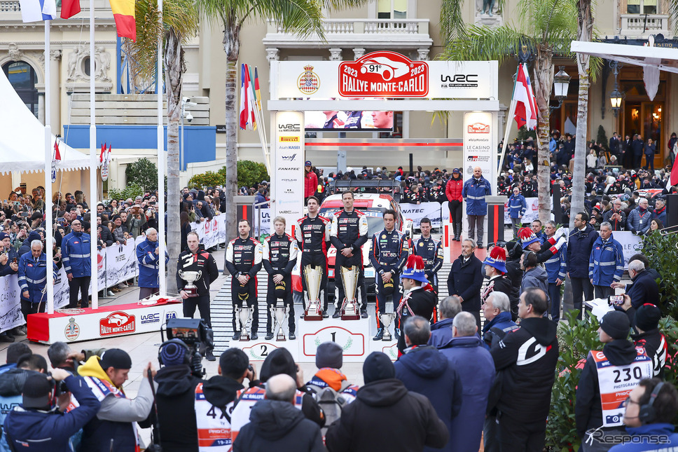 2023年WRC開幕戦モンテカルロの表彰式。《Photo by TOYOTA》