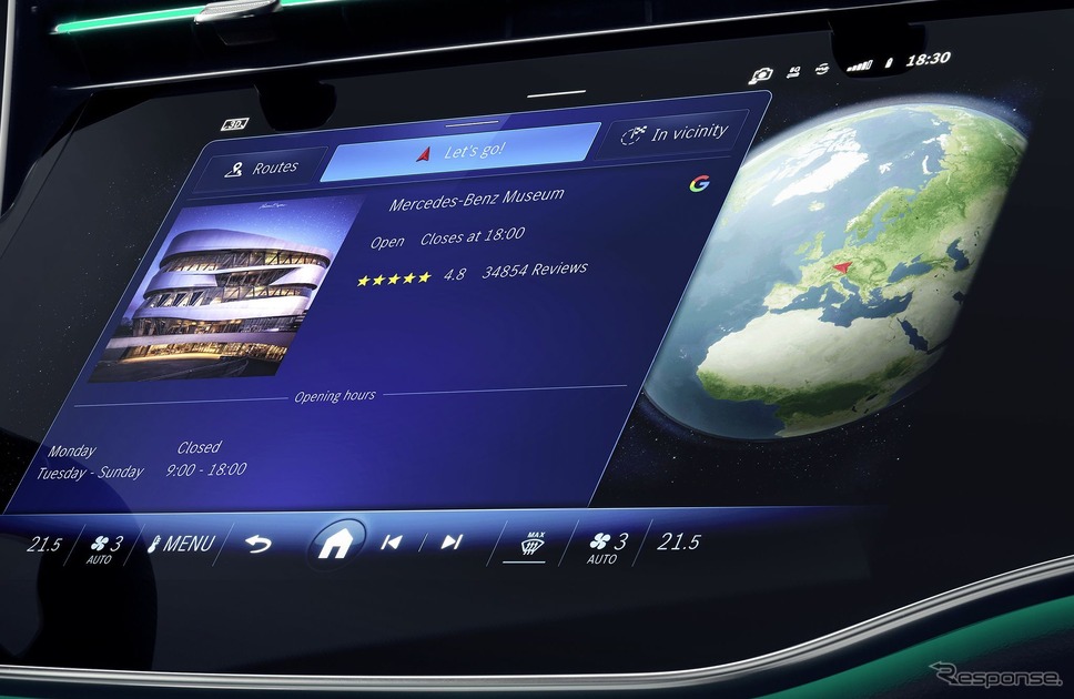 メルセデスベンツの車載ディスプレイで利用できる Googleの「Place Details」《photo by Mercedes-Benz》