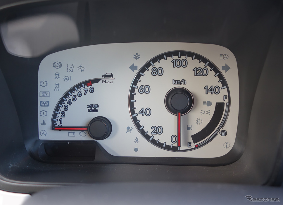 白い文字盤の計器類。平均車速や燃費などのドライブ情報は別エリアに表示される。《写真撮影 井元康一郎》