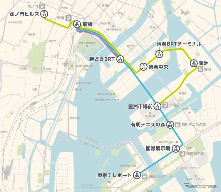東京BRT運行ルート《画像提供 東京BRT / 京成バス》