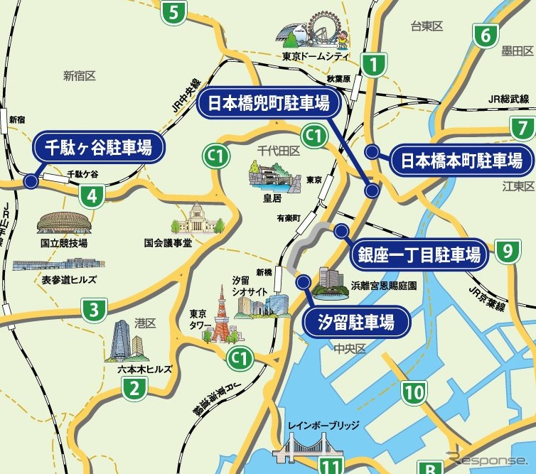 都市計画駐車場 位置図《地図提供：首都高速道路》