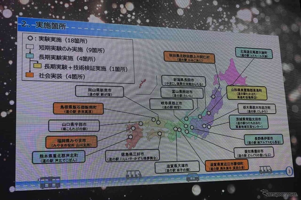 全国で自動運転による移動サービスの実証実験が行われてるのは18カ所《写真撮影 会田肇》