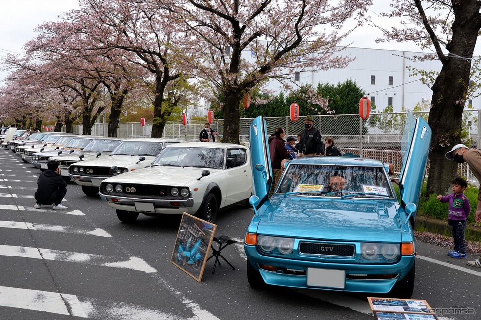 桜吹雪と名車の饗宴…オールドカーミーティングin清久さくらまつり
