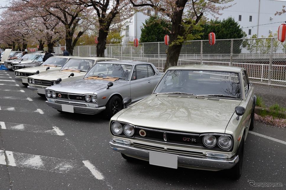 桜吹雪と名車の饗宴…オールドカーミーティングin清久さくらまつり