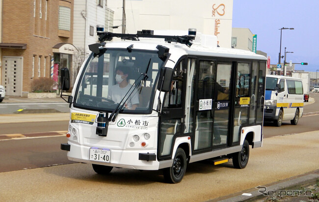 アイサンテクノロジーが石川県小松市で3月に実施した自動運転バスの実証実験《写真提供 アイサンテクノロジー》