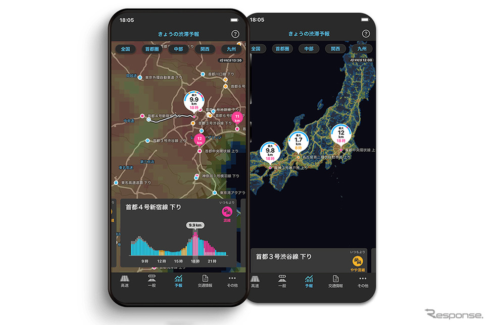 全国100地点の渋滞傾向をAIで予測《画像提供:ナビタイムジャパン》