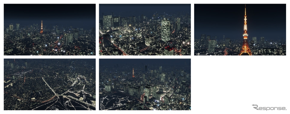 CAD CENTER library 3DCG背景素材 東京都港区上空（夜）《写真提供 メタバースプロダクション》