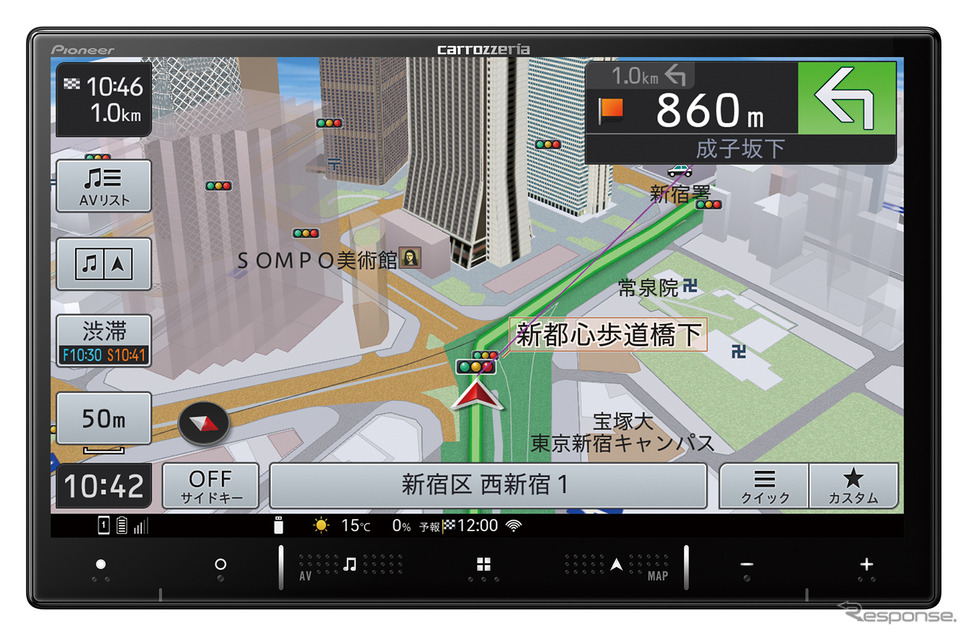 上級AV一体型ナビの一例(カロッツェリア・楽ナビ)。Photo by カロッツェリア