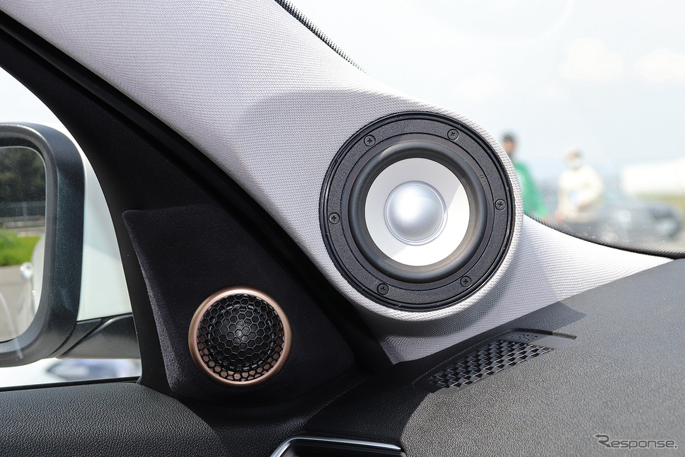 「アウター化」にてドアスピーカーが取り付けられたオーディオカーの一例(製作ショップ:AVカンサイ宝塚店<兵庫県>)。Photo by 太田祥三