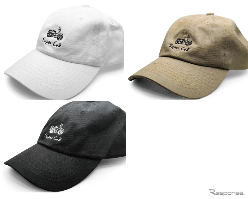 ラインタッチスーパーカブCAP(左上ホワイト、右上ベージュ、下ブラック)《写真提供:フェイス》