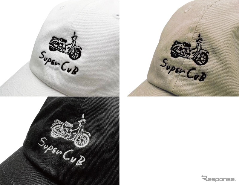 ラインタッチスーパーカブCAP(左上ホワイト、右上ベージュ、下ブラック)《写真提供:フェイス》