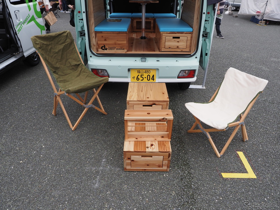 木製ボックスは車外でも活用できる《写真撮影 家本浩太》