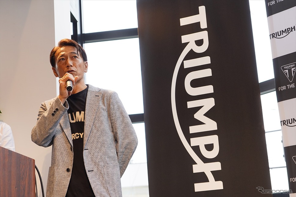 ソニックモータース代表の岩瀬利基氏。グループとしては世界でも上位のトライアンフ販売台数を誇る《写真撮影 小川勤》
