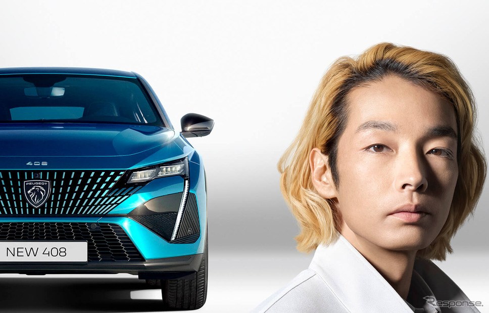 プジョー 408とアンバサダーの森山未來《写真提供:Stellantisジャパン》