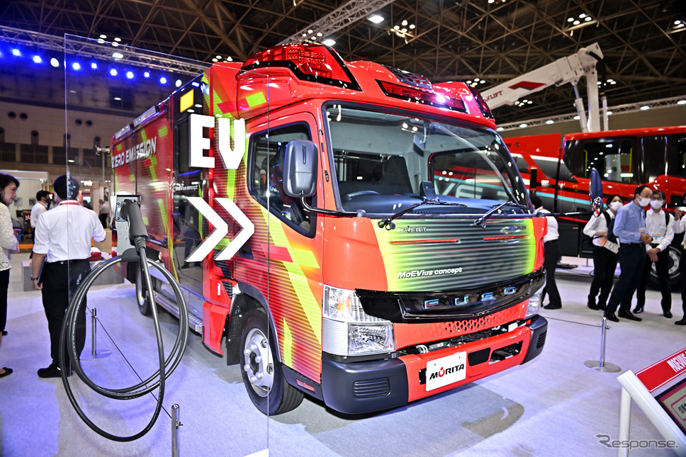 EV消防ポンプ自動車、モリタ・メビウス（東京国際消防防災展2023）《写真撮影 雪岡直樹》