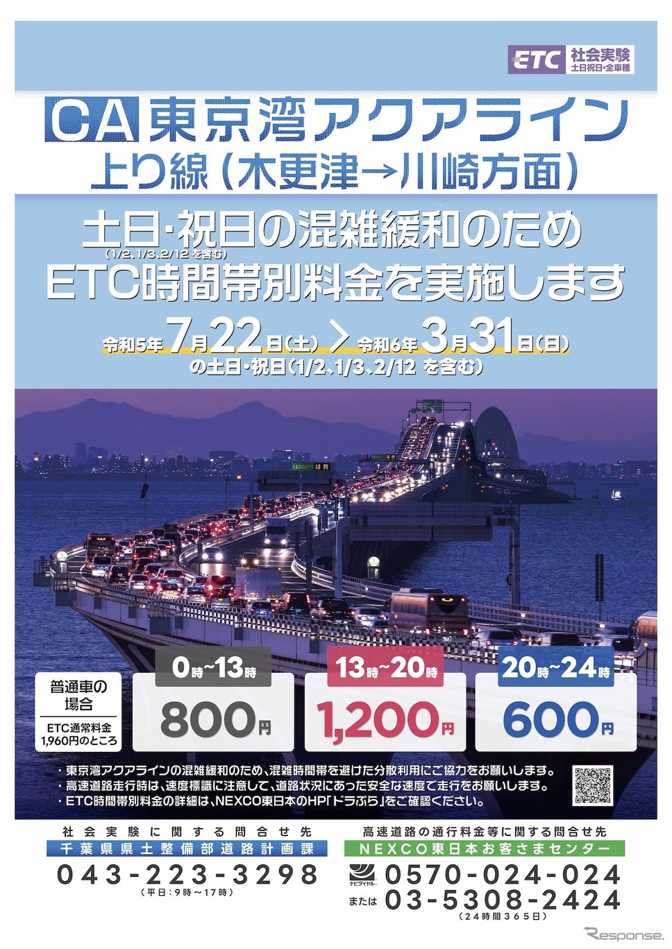 東京湾アクアライン上り線におけるETC時間帯別料金の実施について《画像提供 国土交通省》
