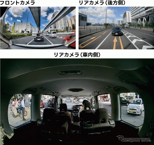 3つのカメラで前後・左右・車内を記録《写真提供：ユピテル》