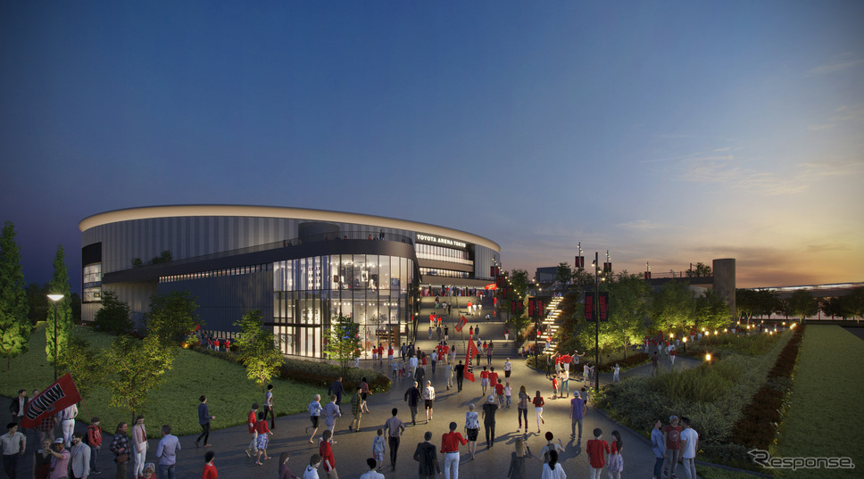 TOYOTA ARENA TOKYO 外観(夜・近景)《画像提供 トヨタ自動車》