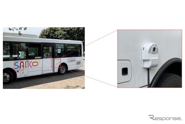 遠隔監視システム用の一部カメラを共用した位置検出（右側面：2台　左側面：2台）《写真提供 東海理化》