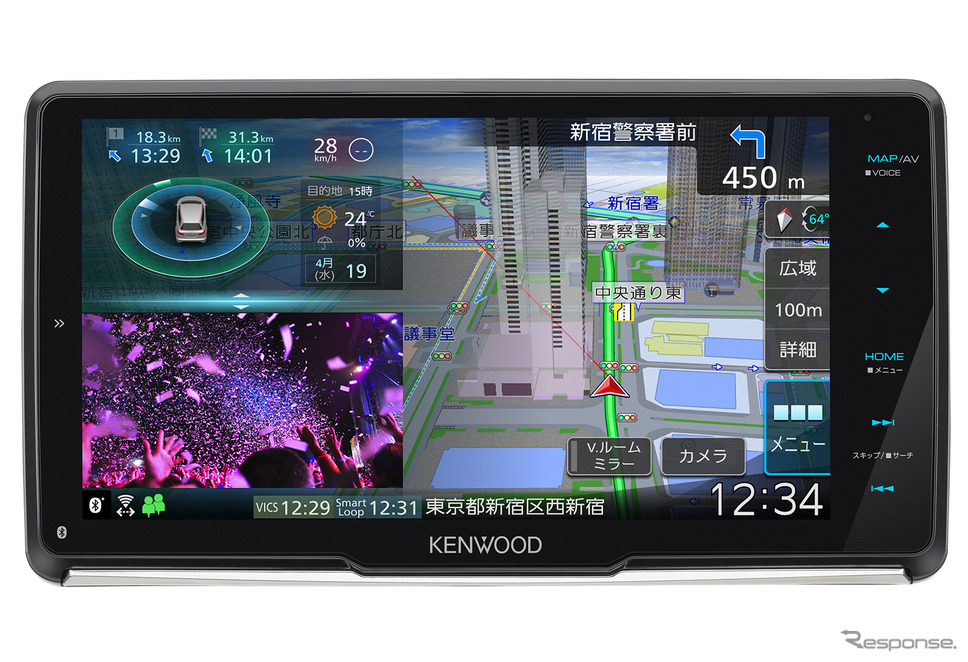 「プリアウト」を備えるAV一体型ナビの一例(ケンウッド・MDV-M910HDF)。Photo by ケンウッド