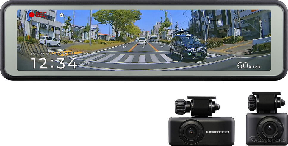 コムテックから夜間撮影に強い新型CMOSセンサー搭載のデジタルミラー機能つき2カメラドライブレコーダー「ZDR048」が新発売《画像提供 コムテック》
