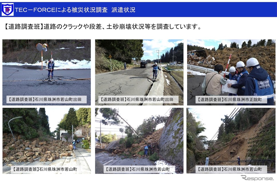 能登半島地震：TEC-FORCEによる被災状況調査、派遣状況《画像提供 国交省》