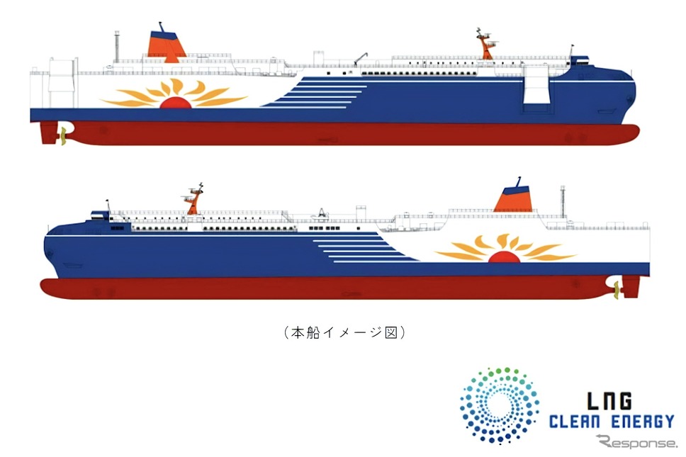 大洗〜苫小牧航路・新造LNGフェリーの船体デザイン《画像提供 商船三井》