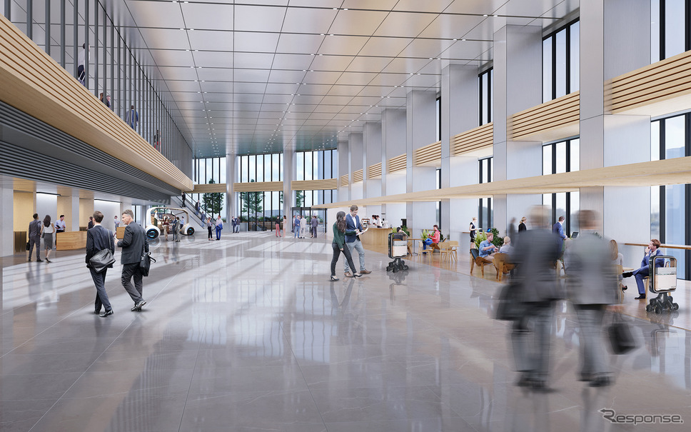 （仮称）品川駅西口地区A地区新築計画：オフィスロビーのイメージ《画像提供 トヨタ自動車》