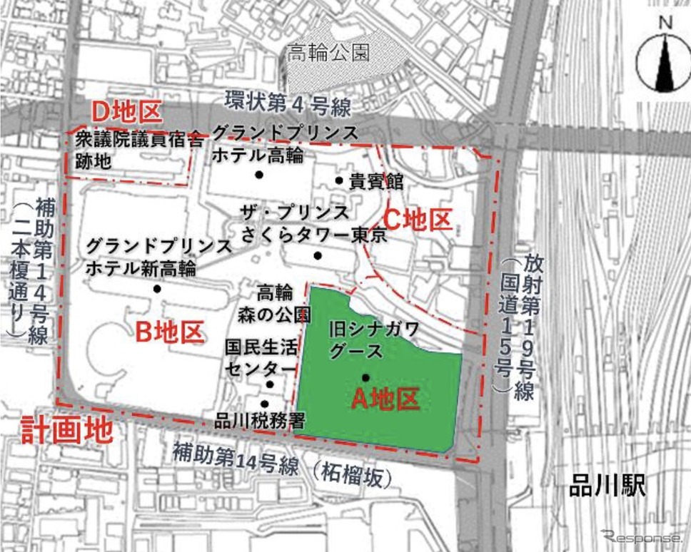 位置図・配置図：計画敷地（緑部分）《画像提供 京急電鉄》