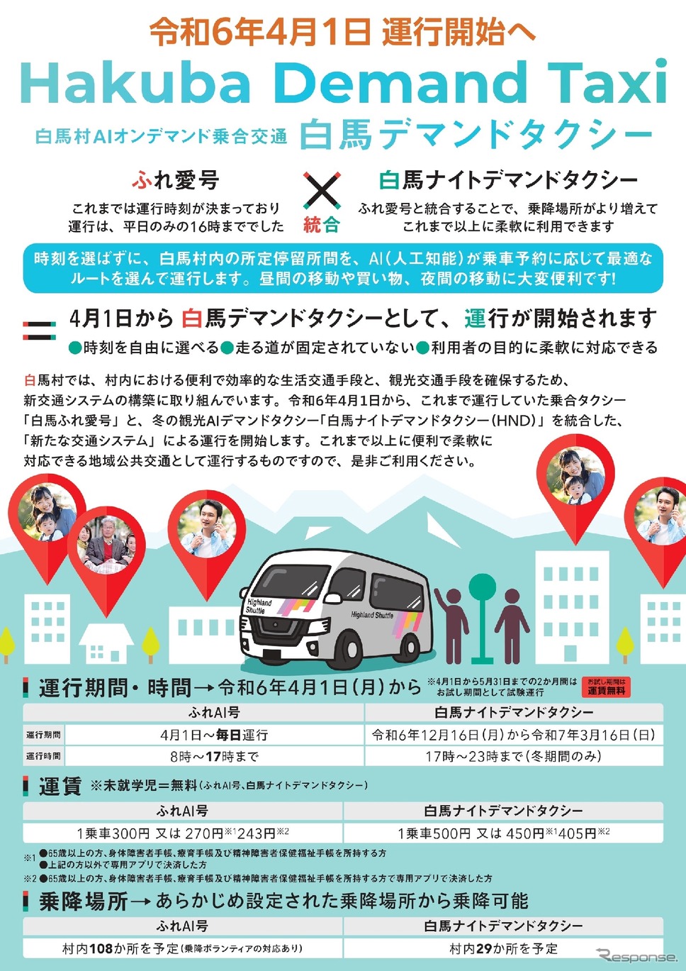 白馬デマンドタクシー　チラシ《画像提供 SWAT Mobility Japan》