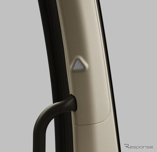 サイトアラウンドモニターシステムの作動イメージ・ピラー部の表示灯《画像提供 日野自動車》