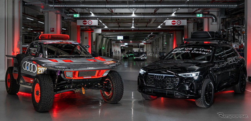 アウディ Q8 e-tron エディション・ダカール(右)《photo by Audi》